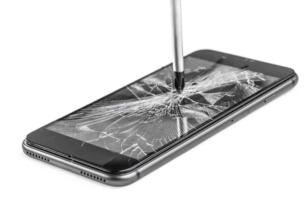 Mobile phone with broken screen